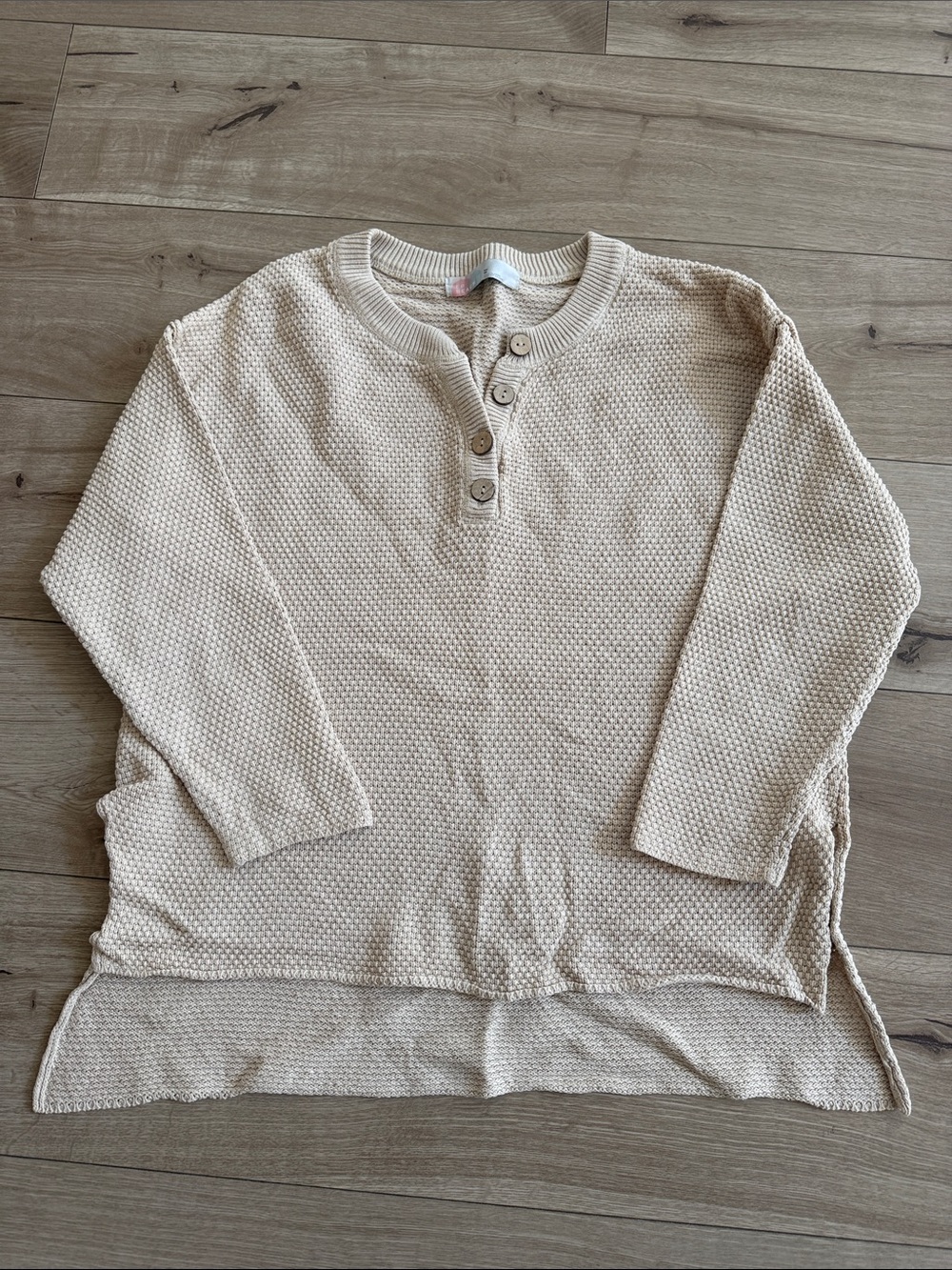 Free People Cream Button Henley Sweater